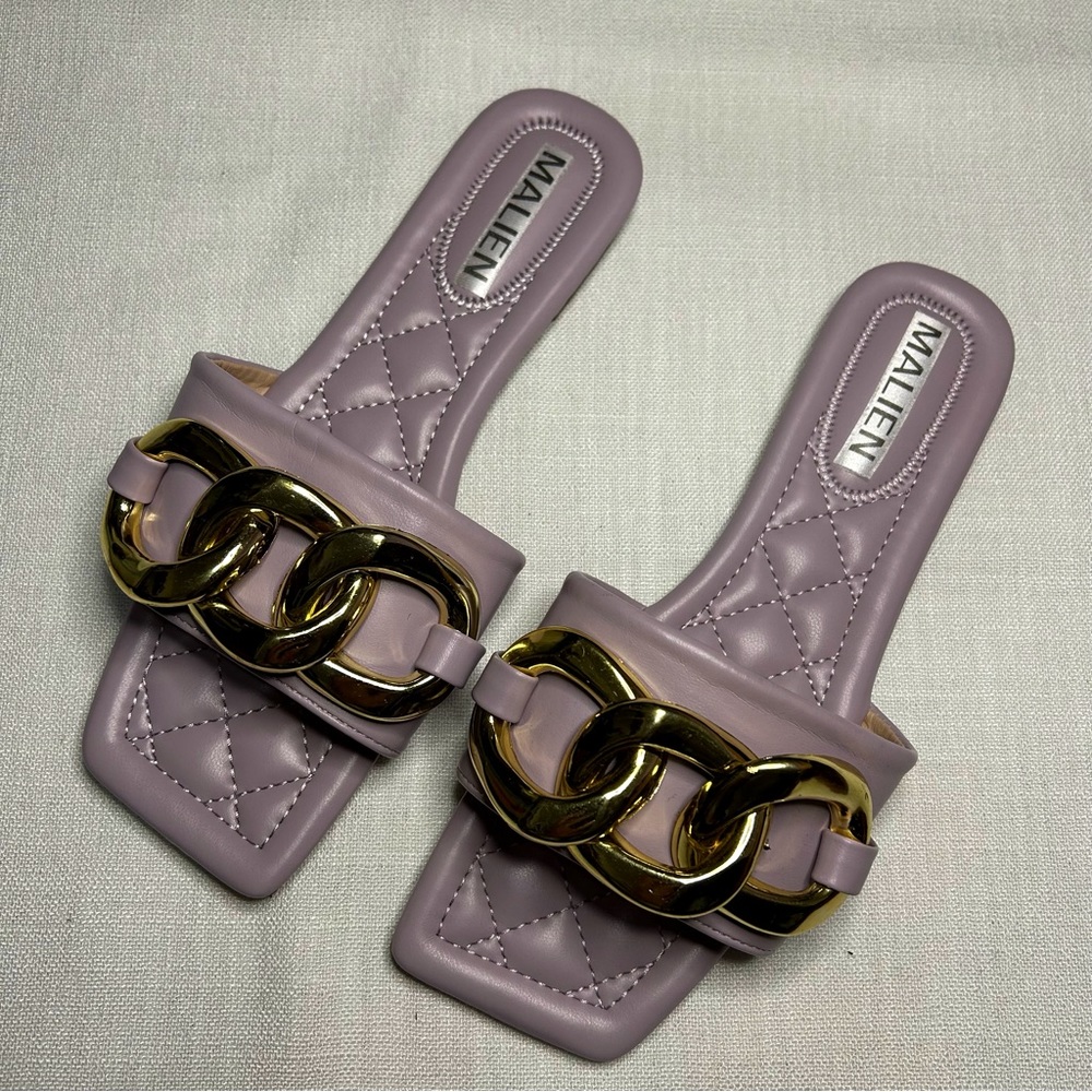 Malien lilac sandals with gold chain - size 7